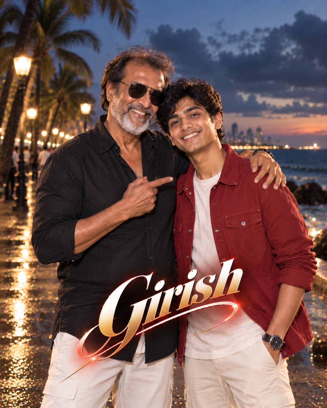 Girish with Rajinikanth — Direct-Flash Celebrity Snapshot Dream Poster — Instagram Posts AI poster reference