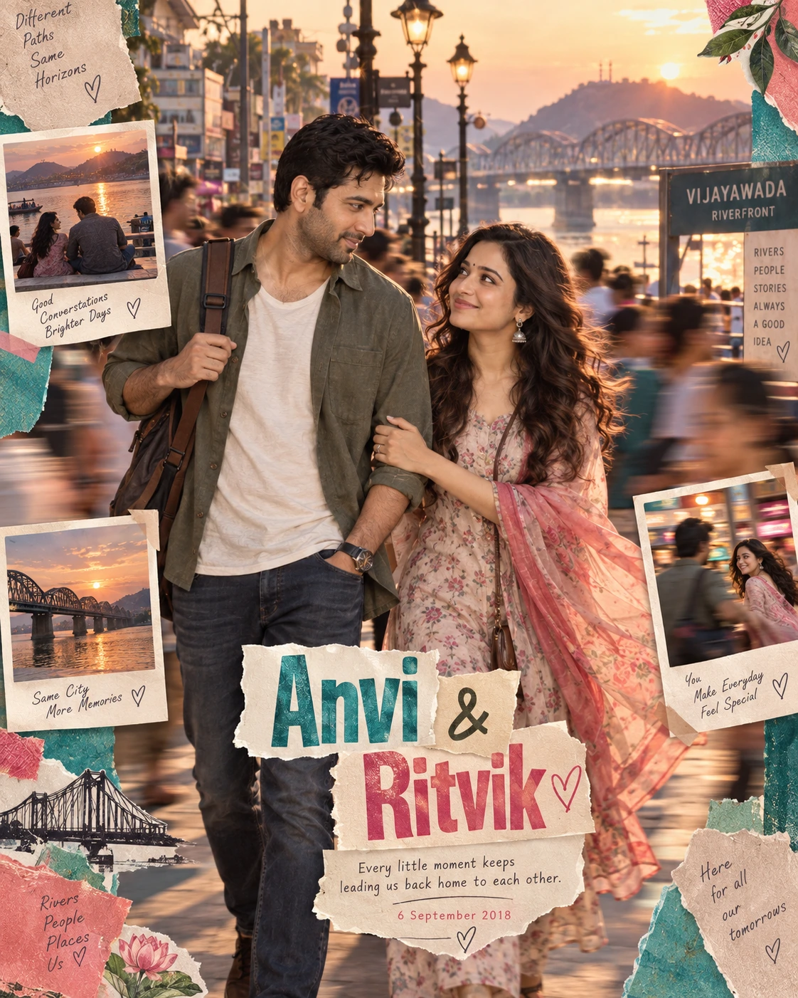 Vijayawada Motion Slices Whimsical Collage — Engagement AI poster reference