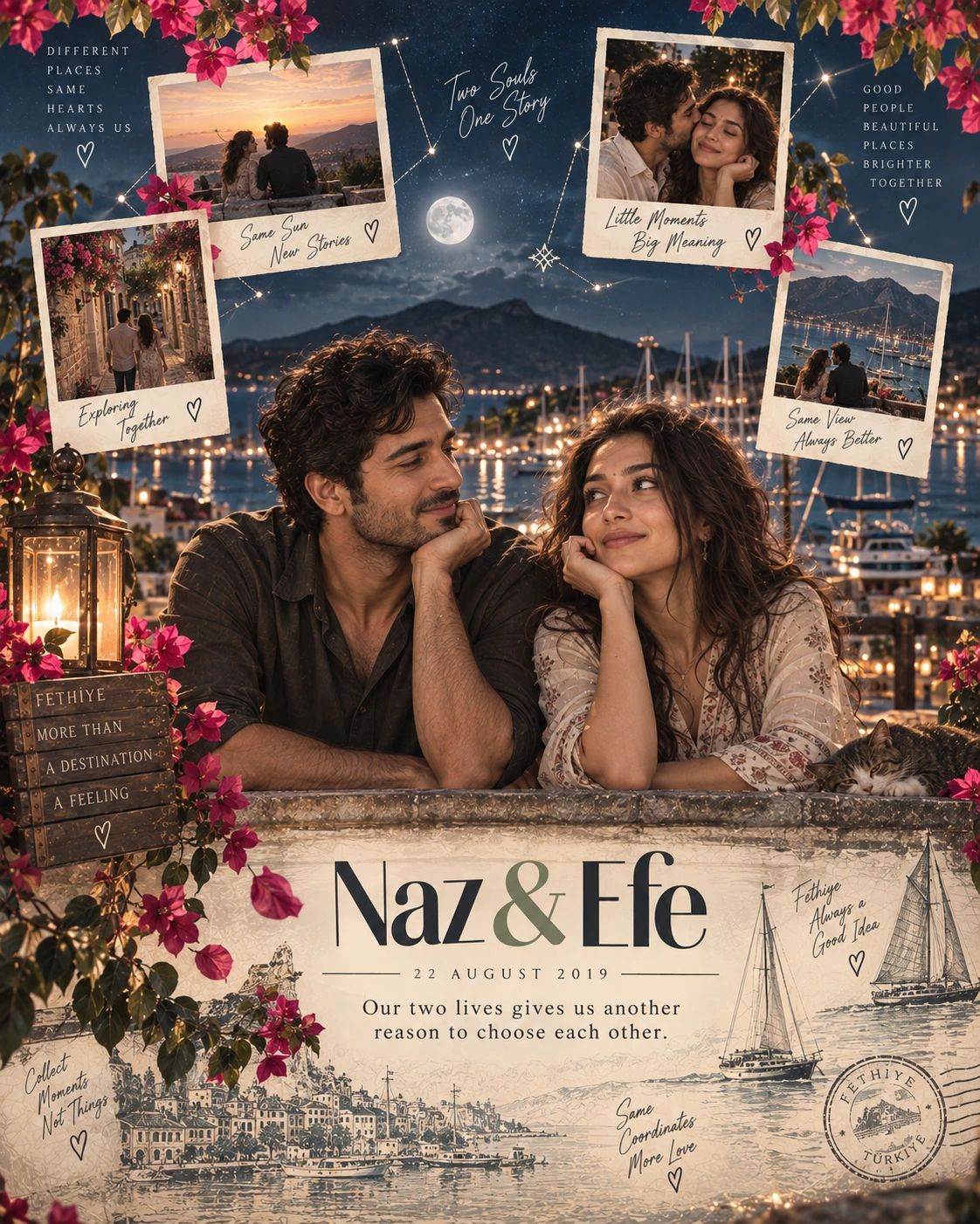 Fethiye Snapshot Constellation Two Souls — Wedding AI poster reference