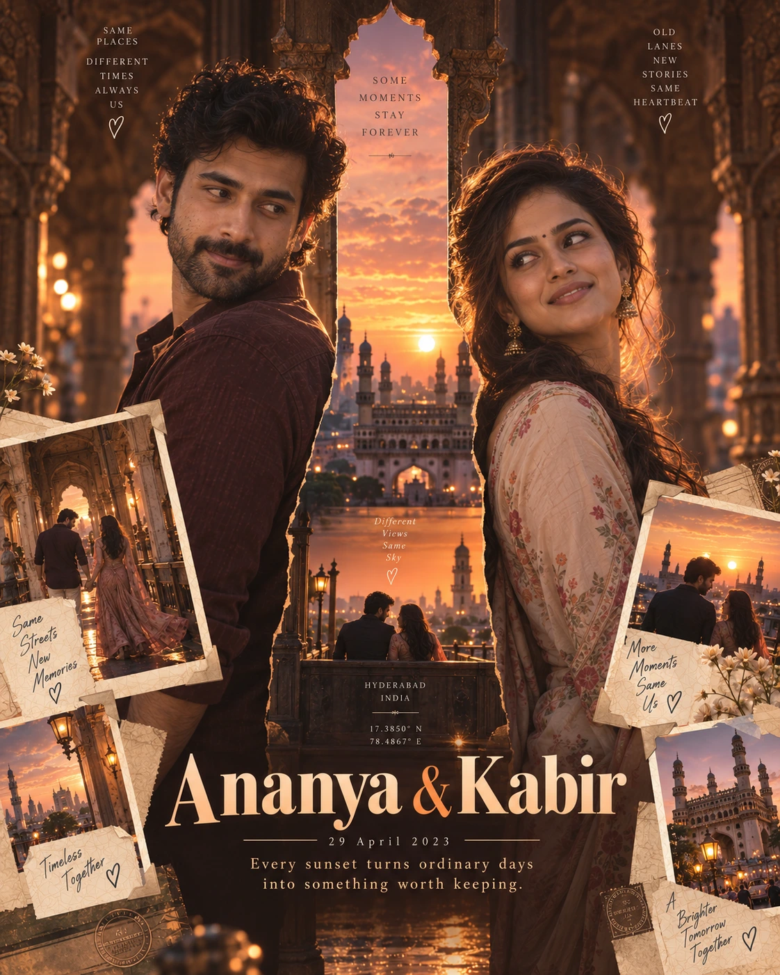 Deccan Haveli Horizon Window Sunset Love — Engagement AI poster reference