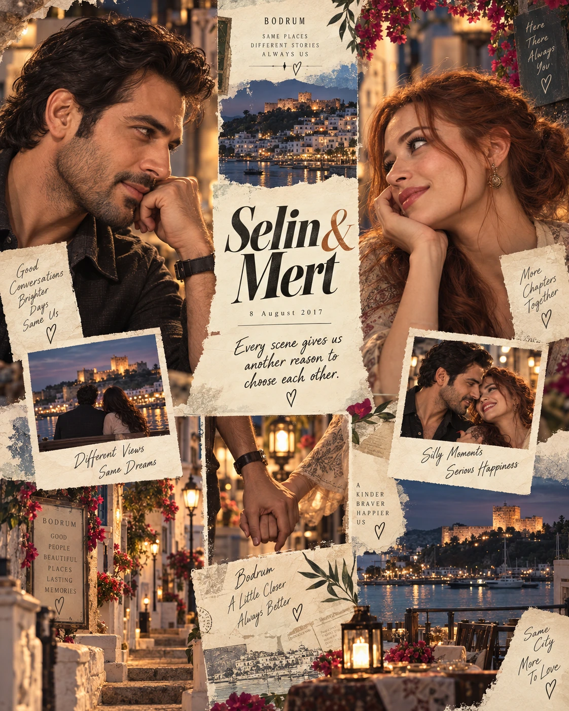 Bodrum Joined Hands Love Montage — Anniversary AI poster reference