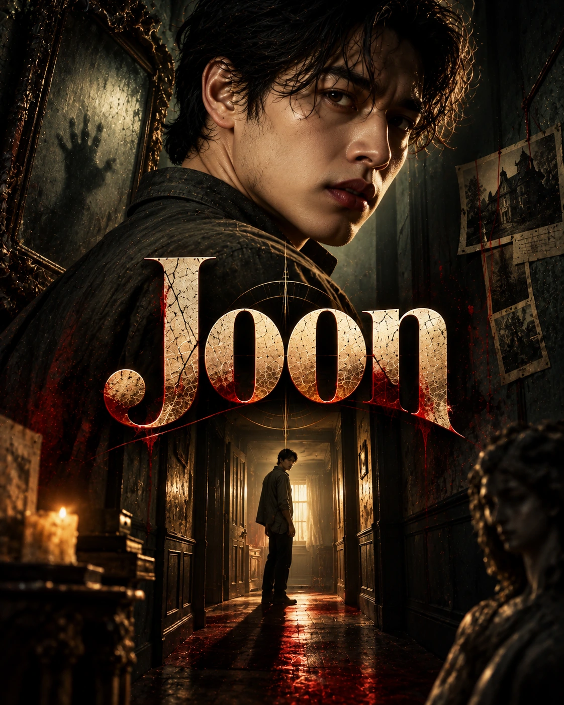 Joon — Psychological Horror Towering Portrait Instagram Poster — Instagram Posts AI poster reference