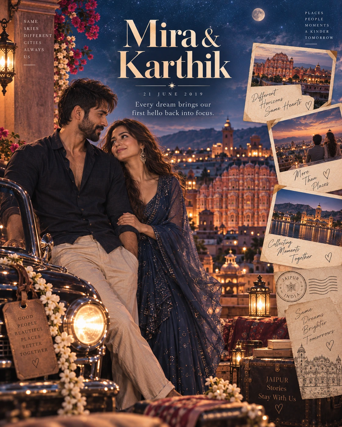Jaipur Rooftop Postcard Drive Dreamscape Couple — Engagement AI poster reference