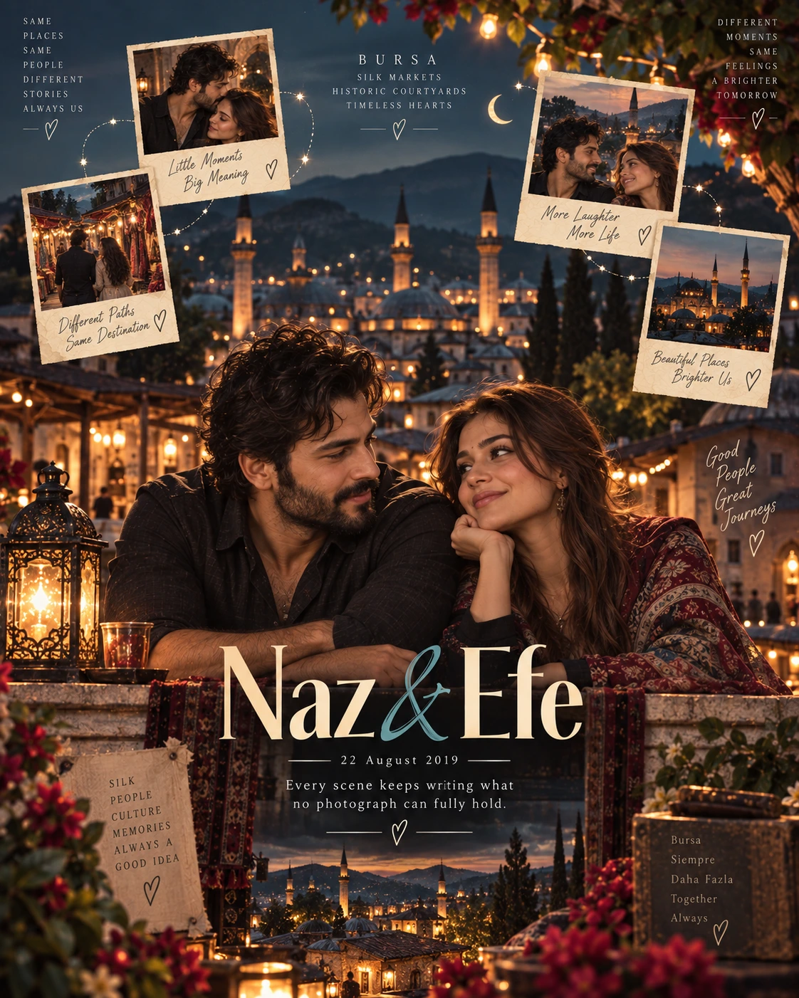 Bursa Courtyard Snapshot Constellation Love Montage — Anniversary AI poster reference