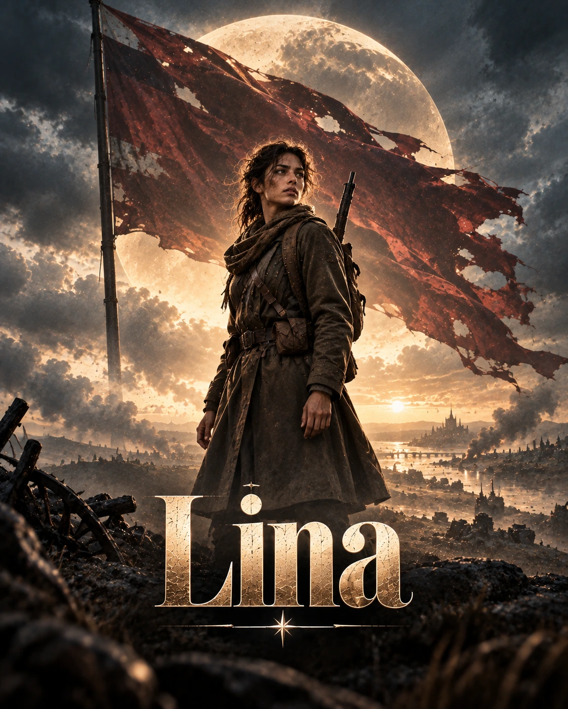 Lina — War Epic Minimal Symbol Instagram Poster — Instagram Posts AI poster reference