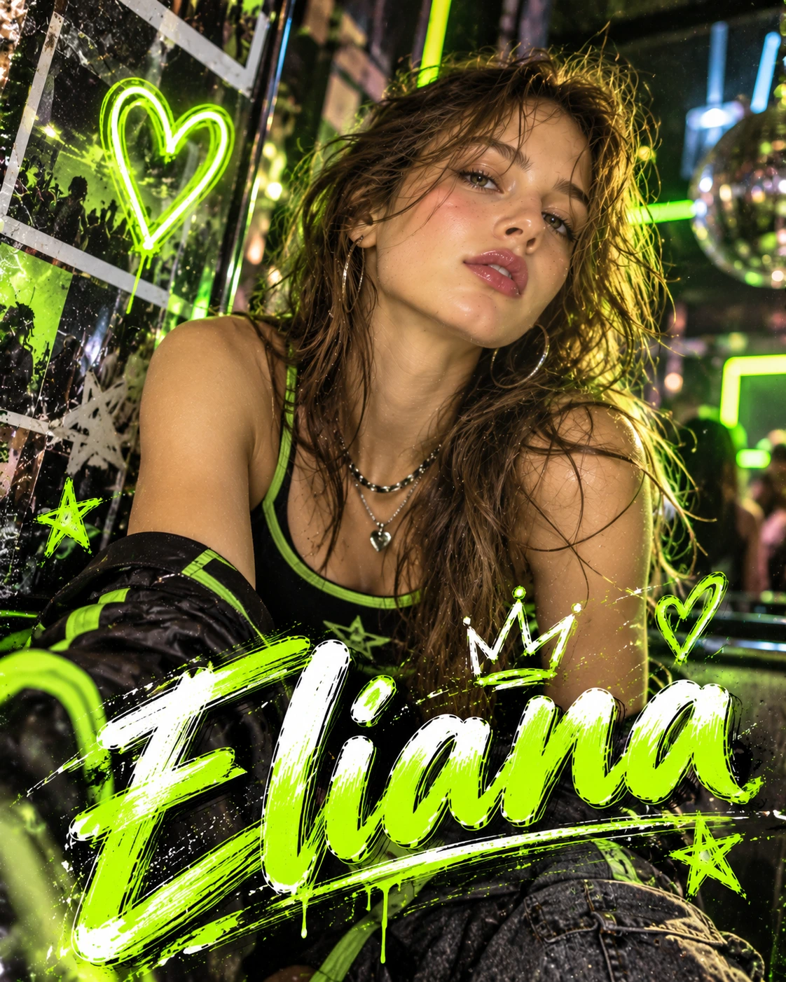Eliana — Brat Neon Editorial Closeup Profile Poster — Instagram Posts AI poster reference