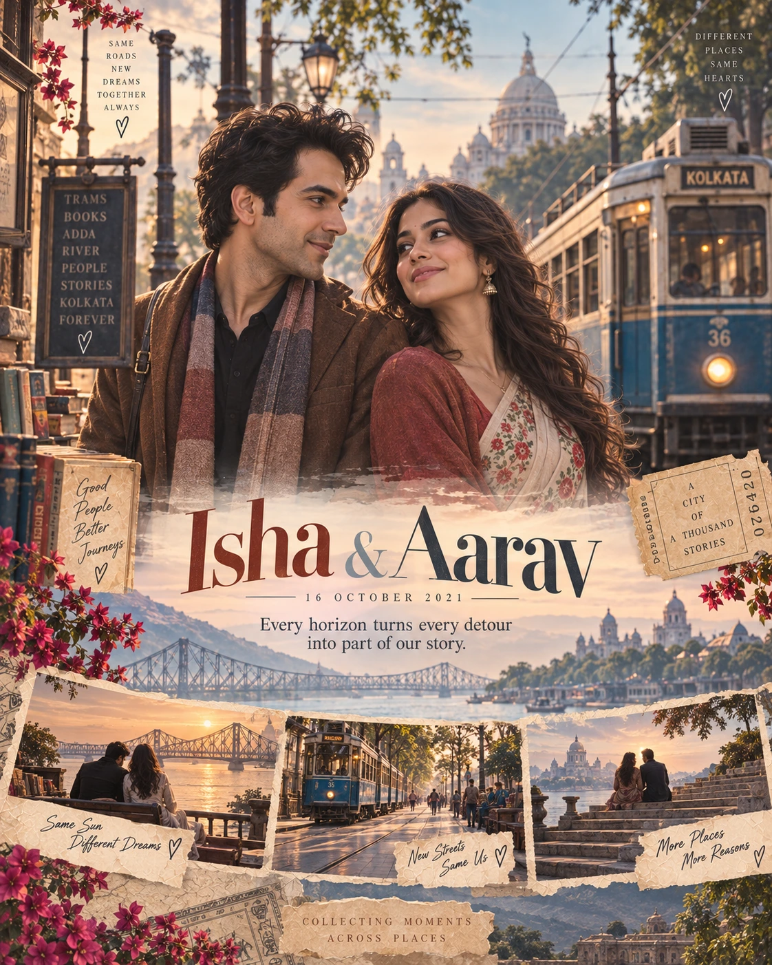 Tram Street Memory Ribbon Landscape Love — Anniversary AI poster reference