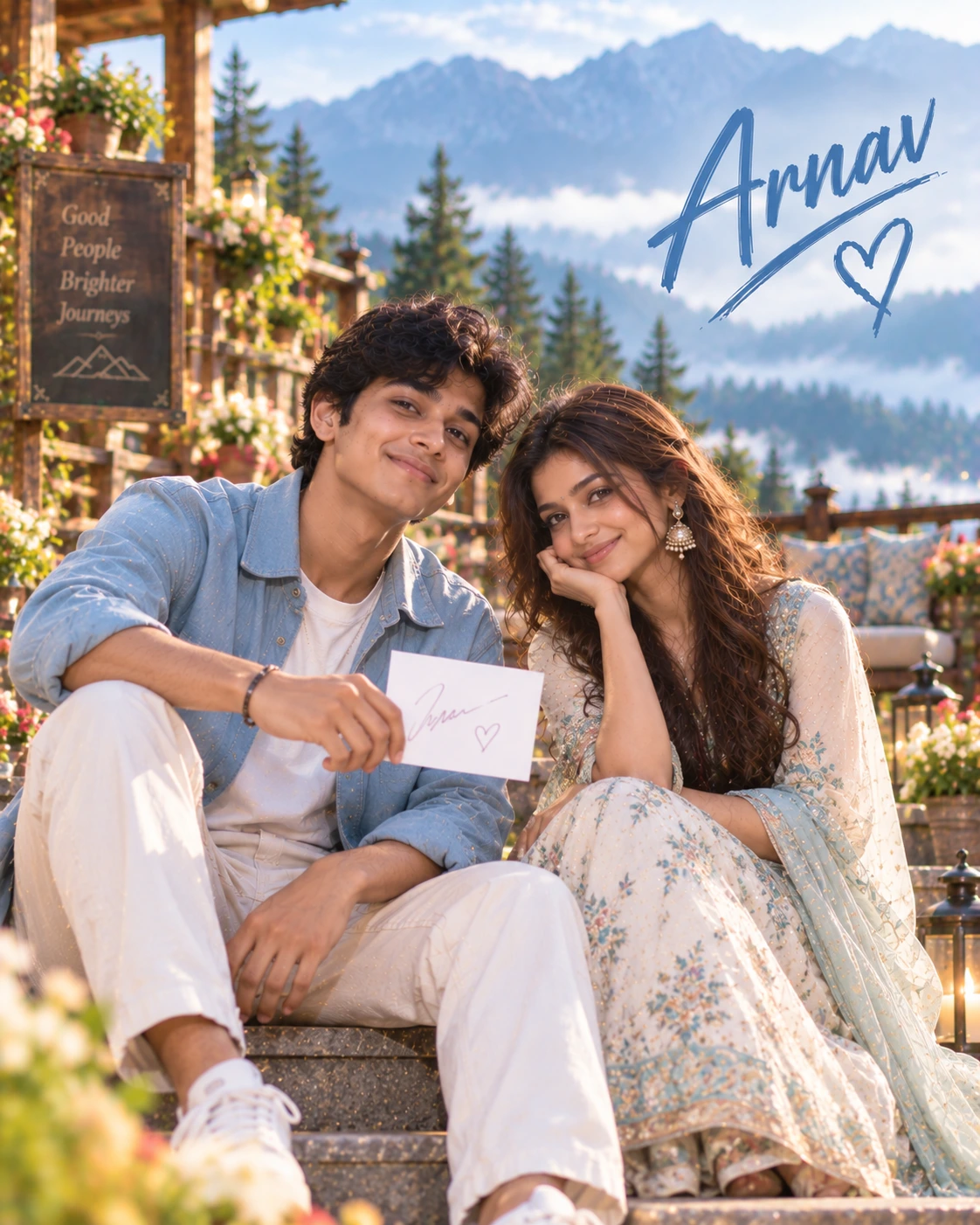 Arnav with Sreeleela — High-Key Daylight Clarity Dream Poster — Instagram Posts AI poster reference