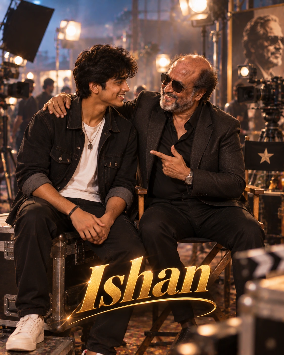Ishan with Rajinikanth — Film Set Meetup Dream Poster — Instagram Posts AI poster reference