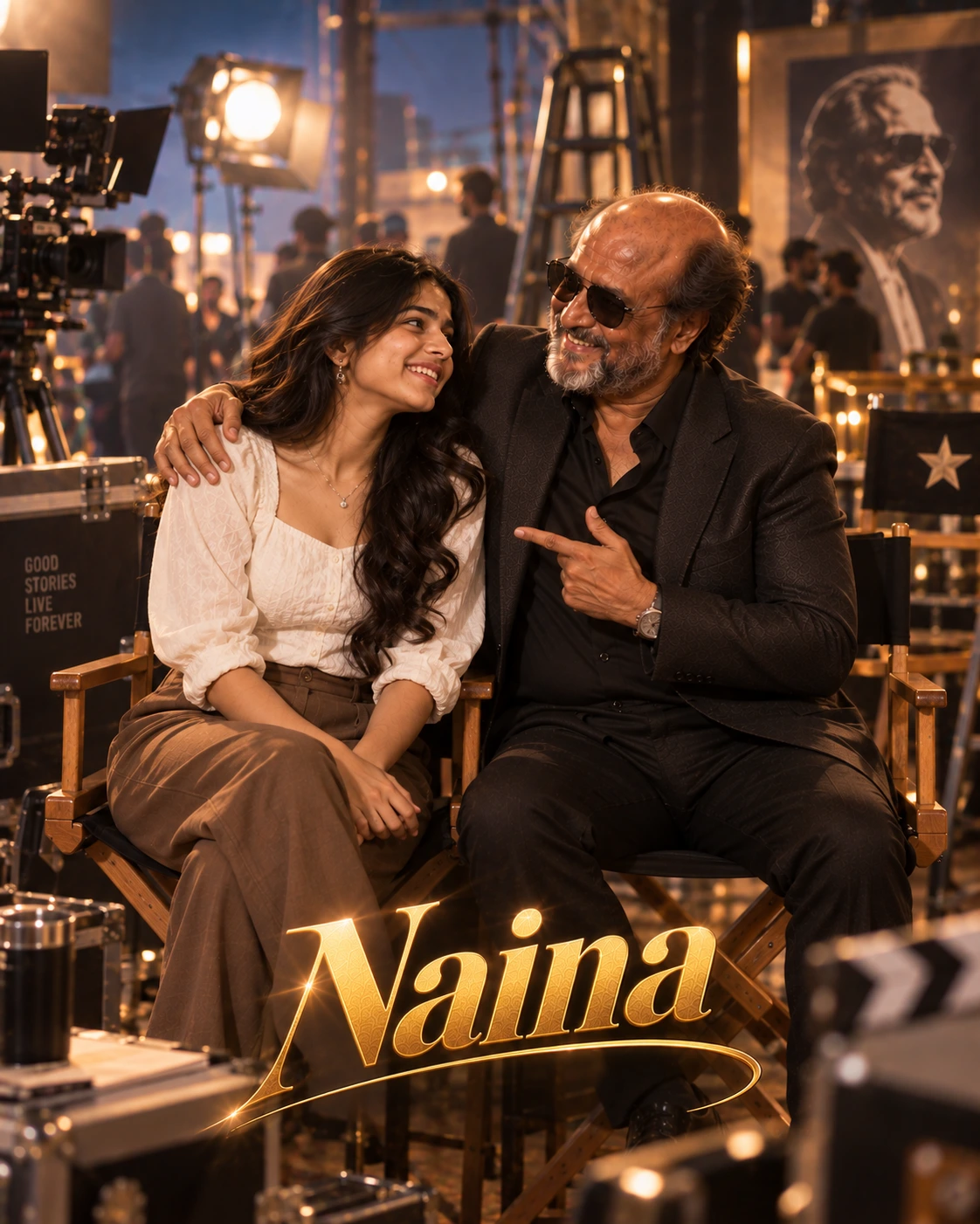 Naina with Rajinikanth — Film Set Meetup Dream Poster — Instagram Posts AI poster reference