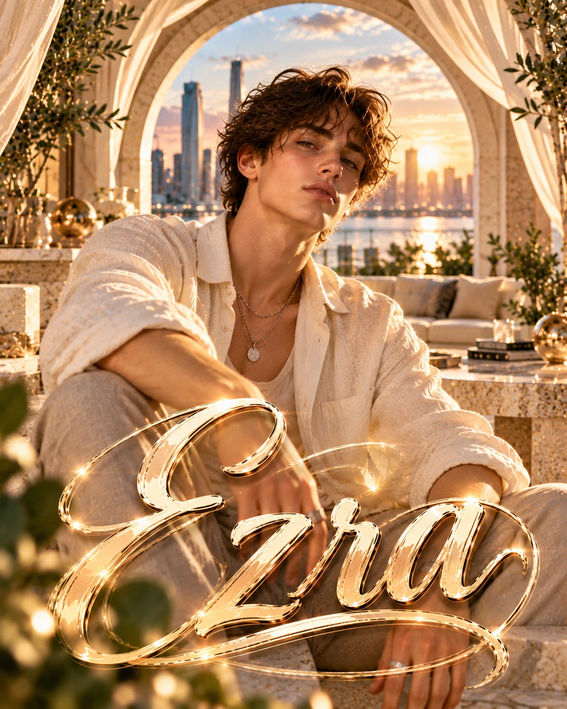 Ezra — Clean Girl Luxe Framed Space Profile Poster — Instagram Posts AI poster reference
