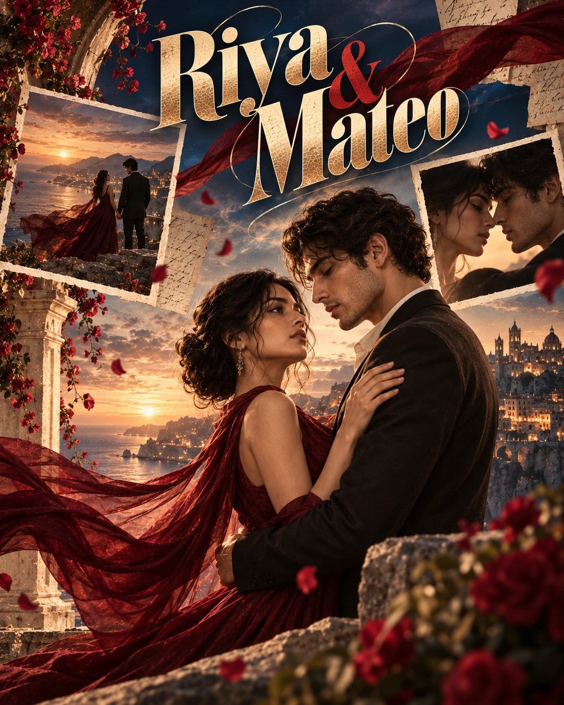 Riya & Mateo — Romantic Epic Layered Memory Instagram Poster — Instagram Posts AI poster reference