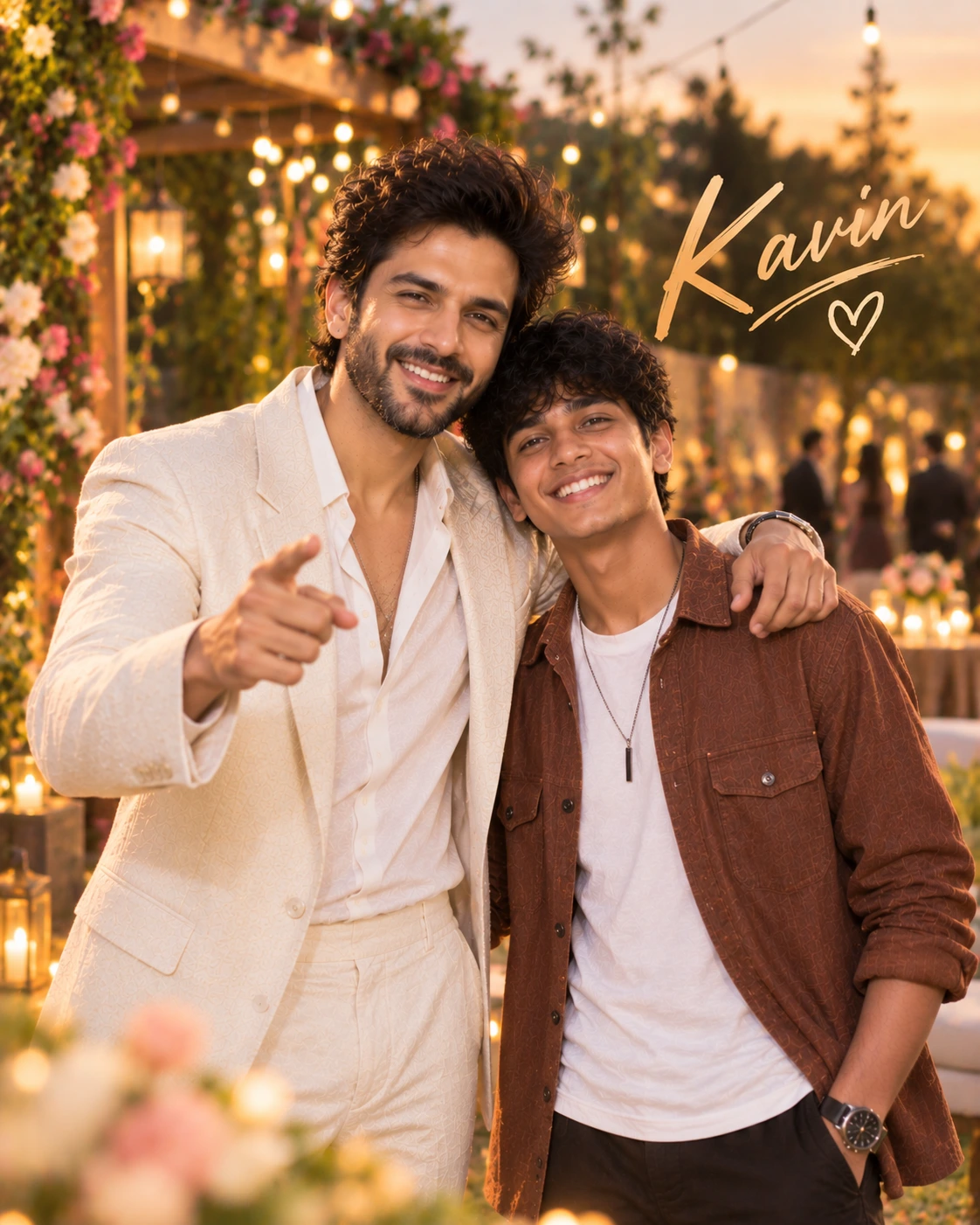 Kavin with Kartik Aaryan — Golden-Hour Glow Dream Poster — Instagram Posts AI poster reference