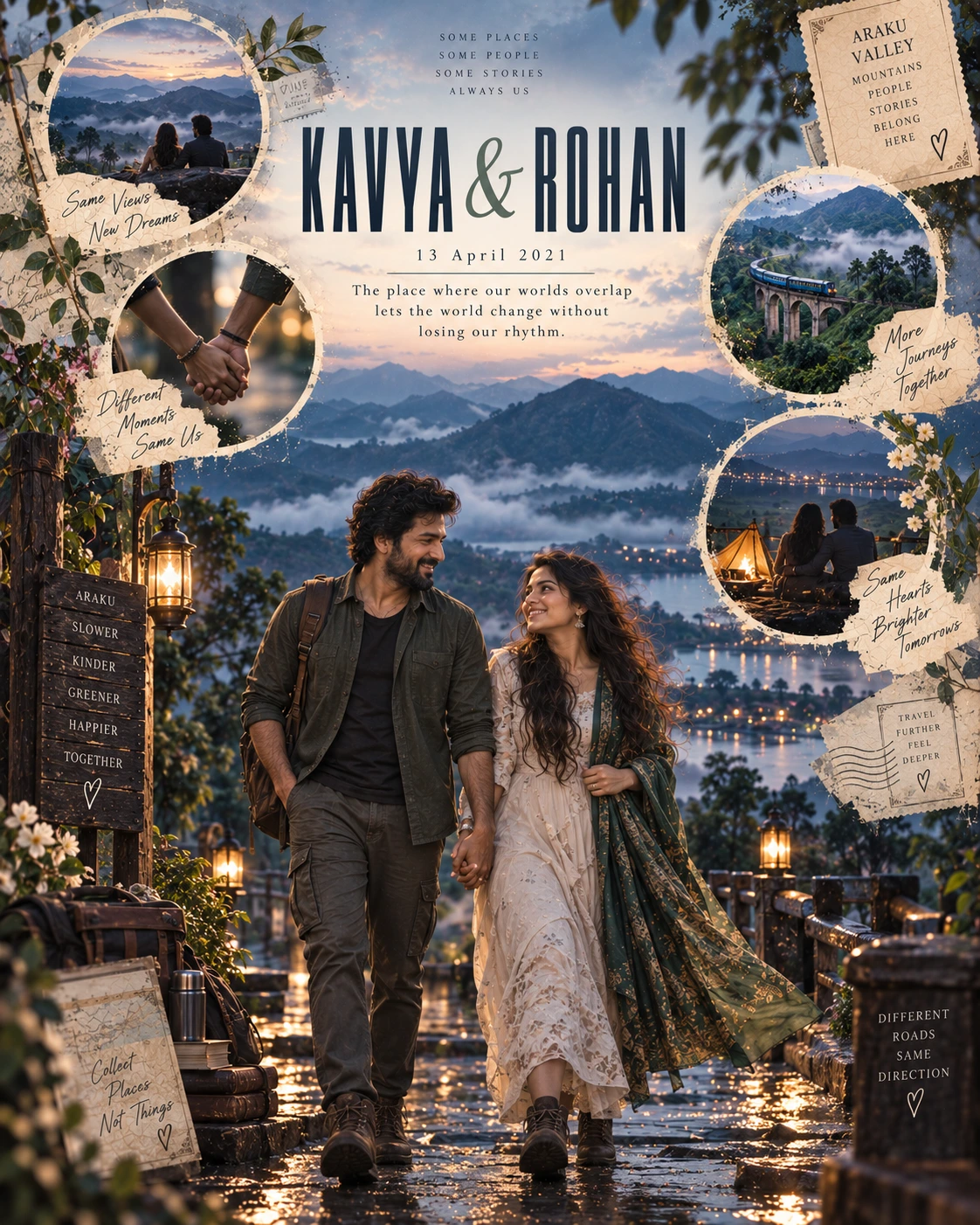 Araku Valley Flashback Orbit Double Exposure — Anniversary AI poster reference