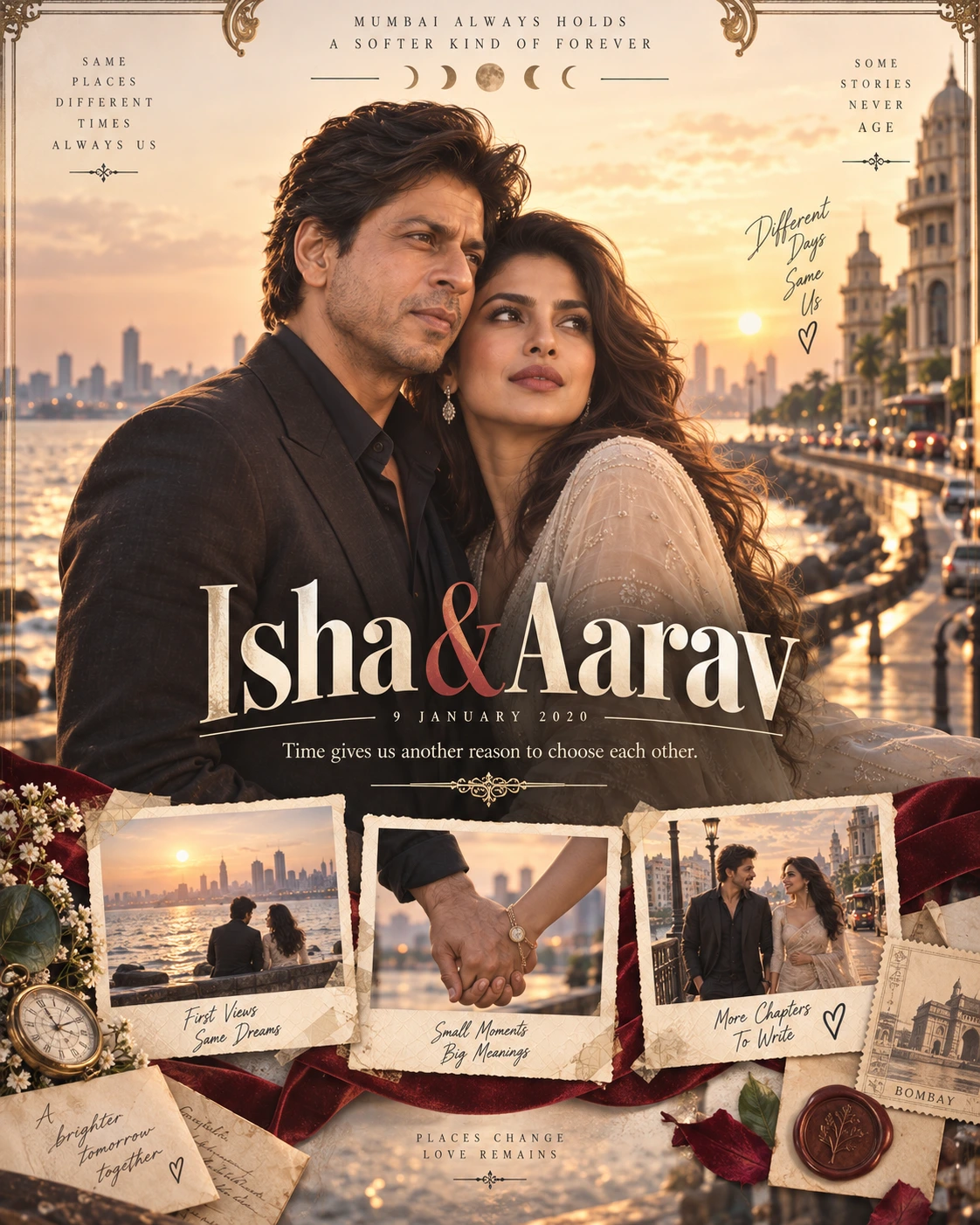 Mumbai Deco Memory Ribbon Timeless Love — Anniversary AI poster reference