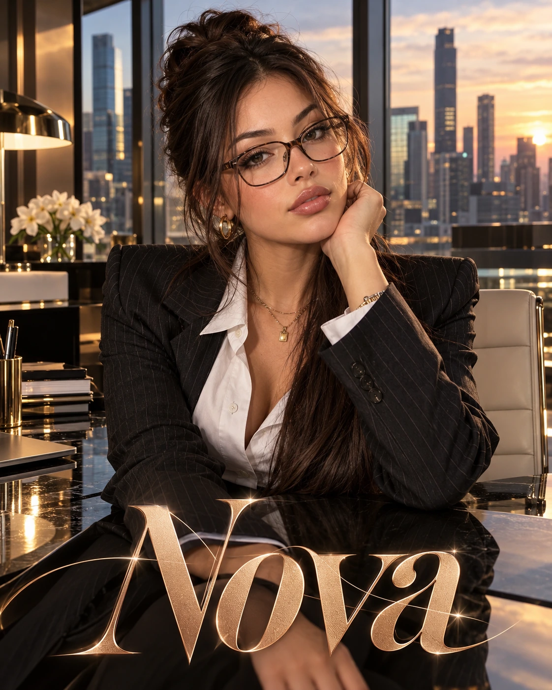 Nova — Office Siren Editorial Closeup Profile Poster — Instagram Posts AI poster reference