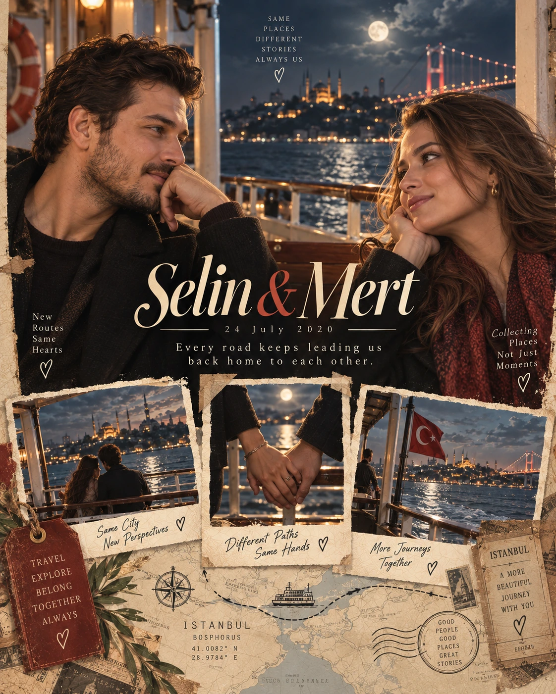 Bosphorus Joined Hands Love Journey — Anniversary AI poster reference