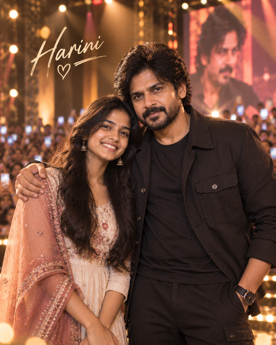 Harini with Pawan Kalyan — Warm Tungsten Luxury Dream Poster — Instagram Posts AI poster reference