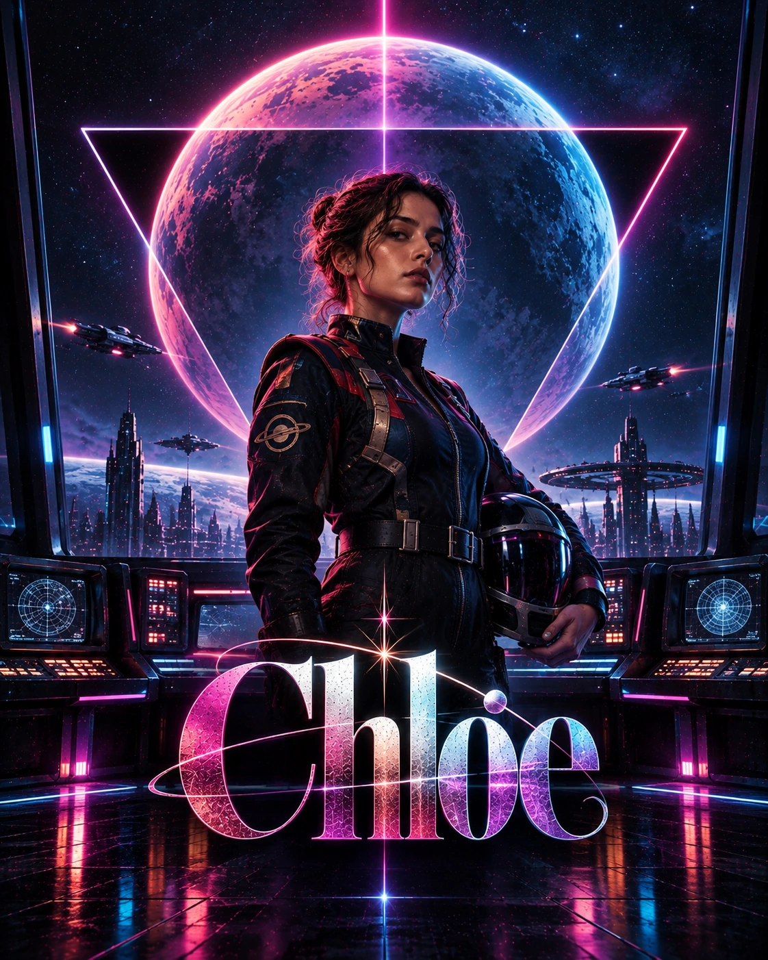 Chloe — Retro Sci-Fi Minimal Symbol Instagram Poster — Instagram Posts AI poster reference
