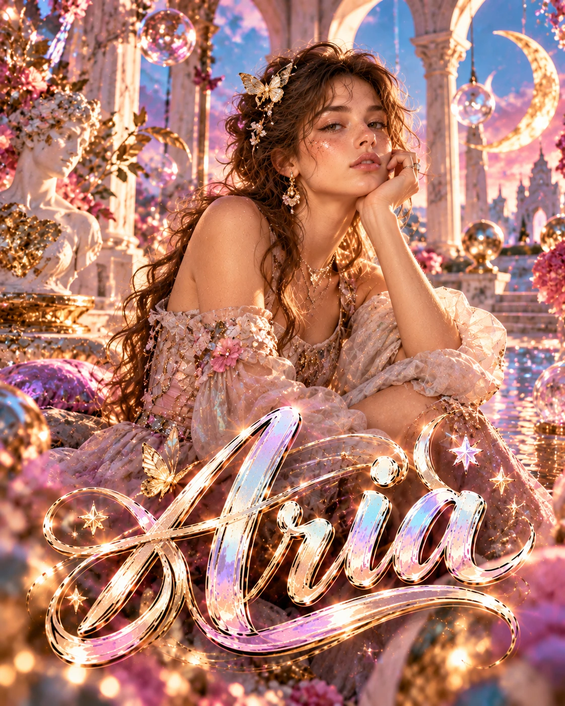 Aria — Surreal Soirée Environmental Halfbody Profile Poster — Instagram Posts AI poster reference