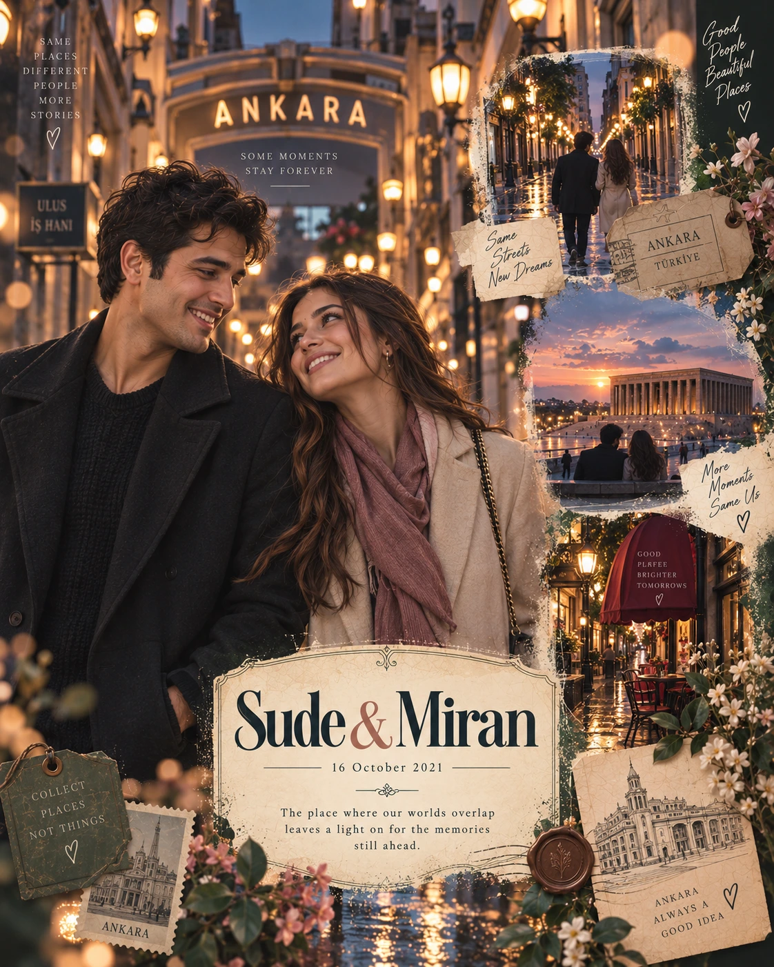Ankara Deco Bokeh Vignettes Double Exposure — Anniversary AI poster reference