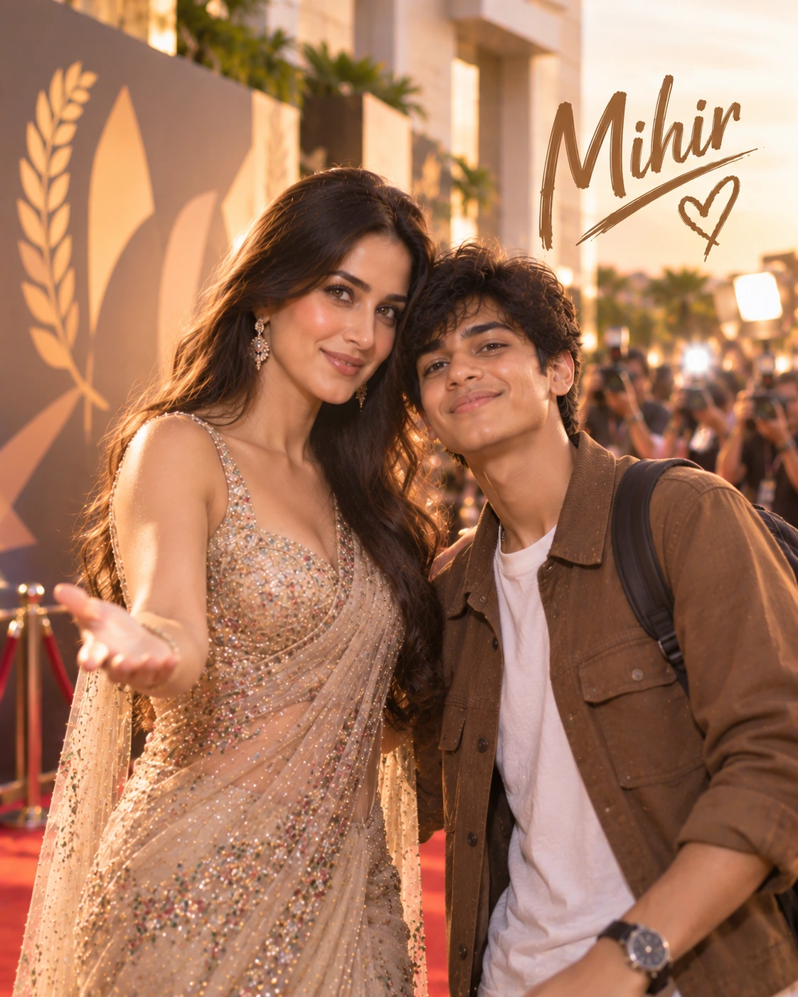 Mihir with Katrina Kaif — Golden-Hour Glow Dream Poster — Instagram Posts AI poster reference