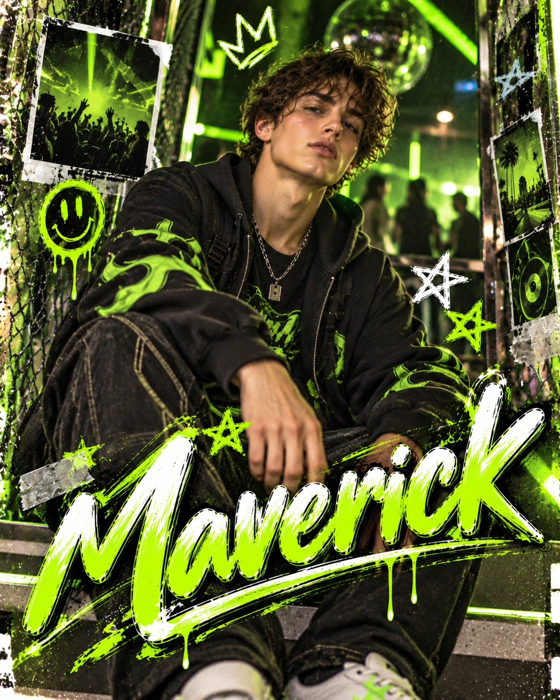 Maverick — Brat Neon Framed Space Profile Poster — Instagram Posts AI poster reference