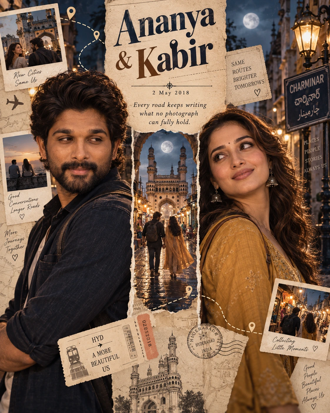 Old City Lane Horizon Window Love Journey — Anniversary AI poster reference