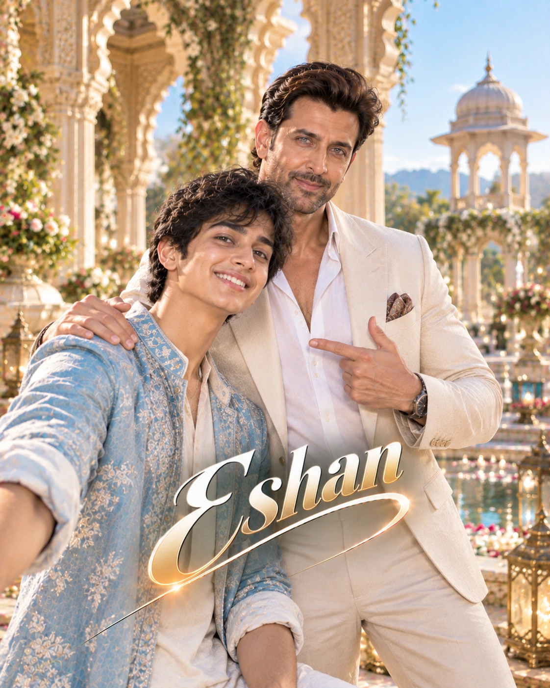 Eshan with Hrithik Roshan — High-Key Daylight Clarity Dream Poster — Instagram Posts AI poster reference