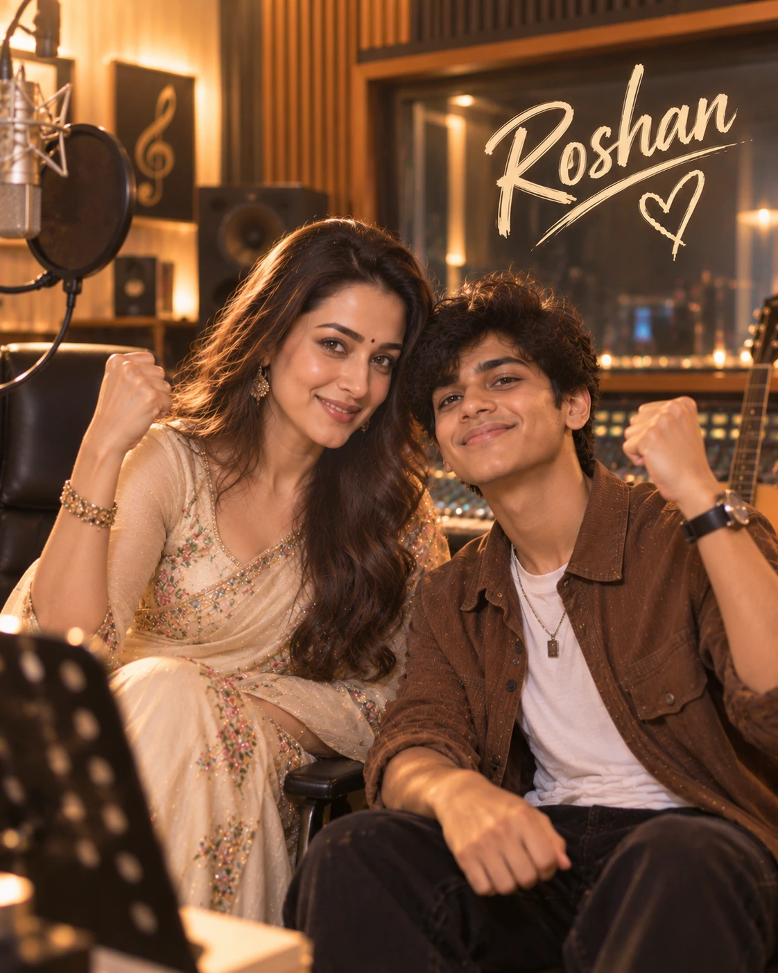 Roshan with Trisha Krishnan — Golden-Hour Glow Dream Poster — Instagram Posts AI poster reference