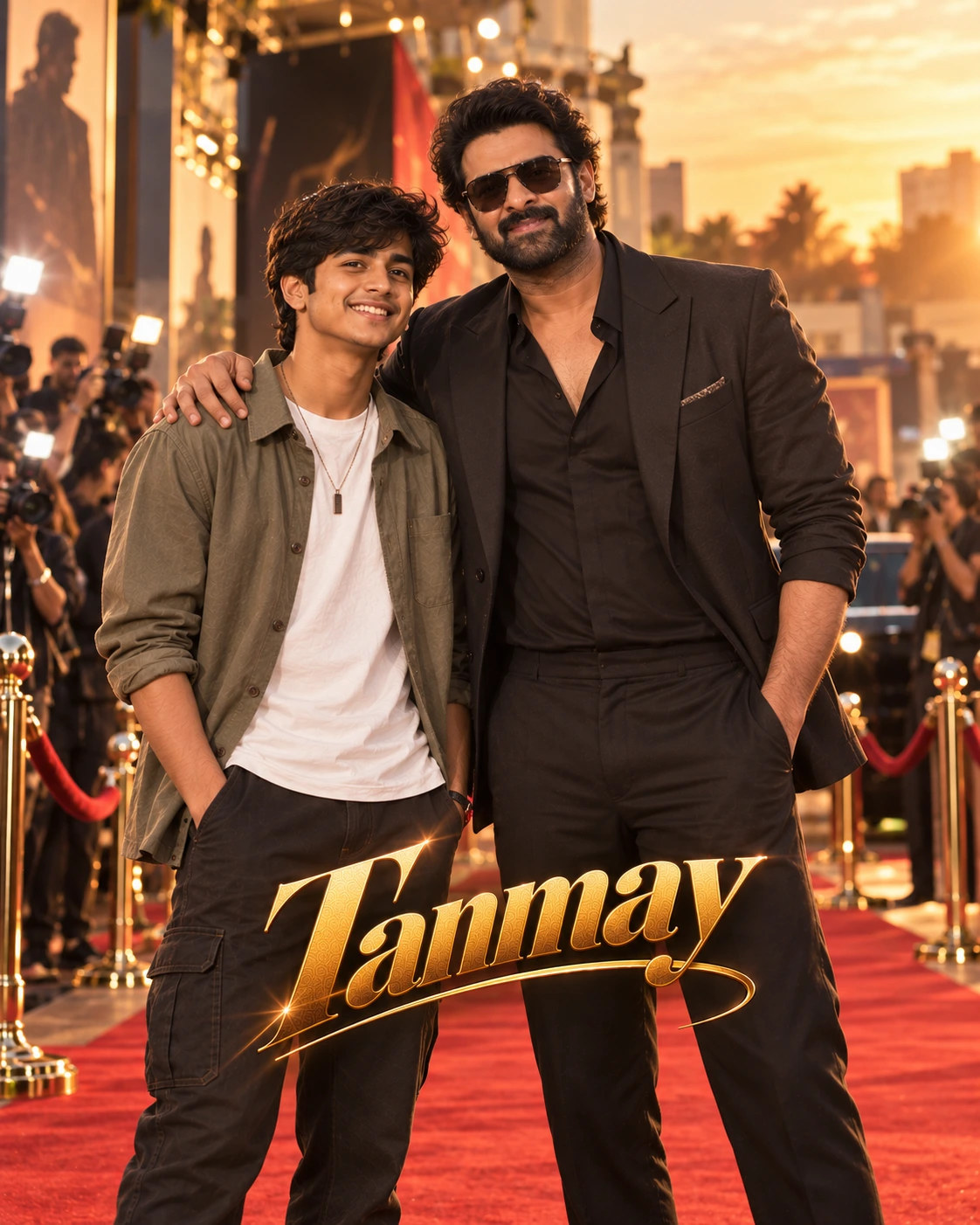 Tanmay with Prabhas — Golden-Hour Glow Dream Poster — Instagram Posts AI poster reference