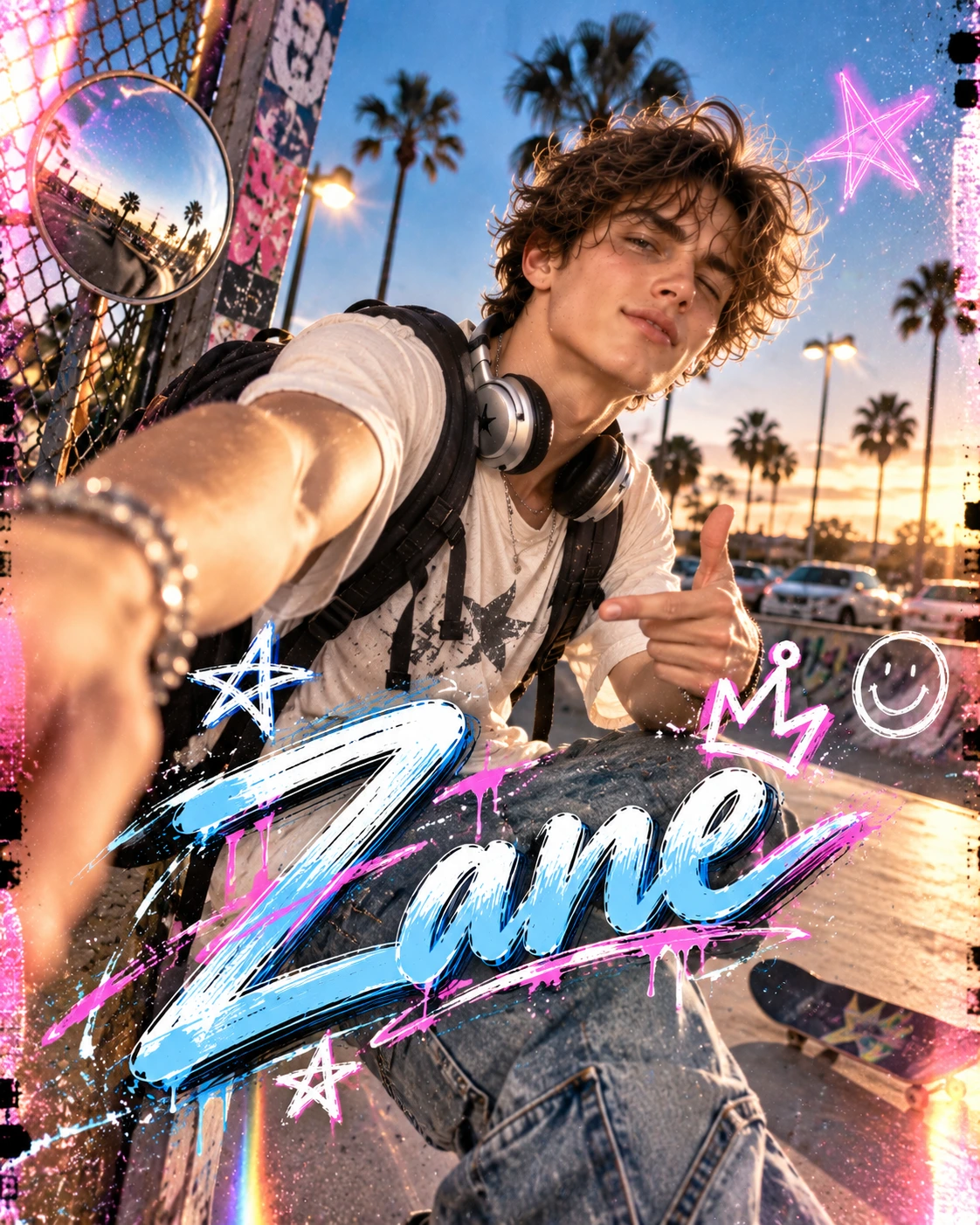 Zane — Y2K Digi-Cam Motion Energy Profile Poster — Instagram Posts AI poster reference