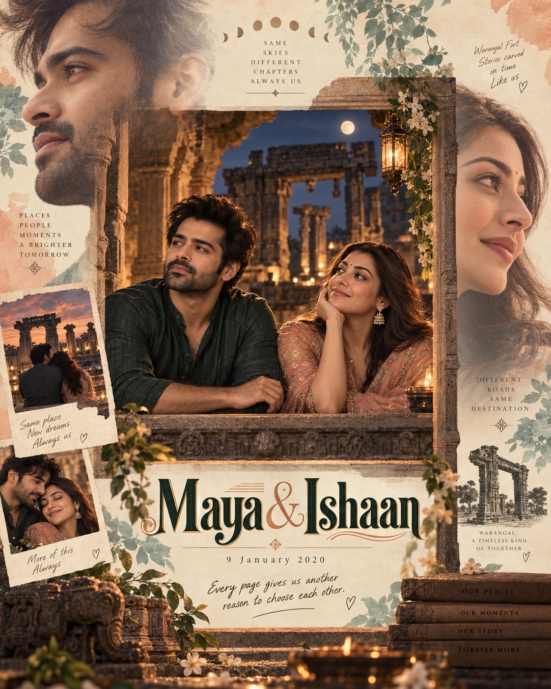Warangal Window Overlay Storybook Love — Anniversary AI poster reference