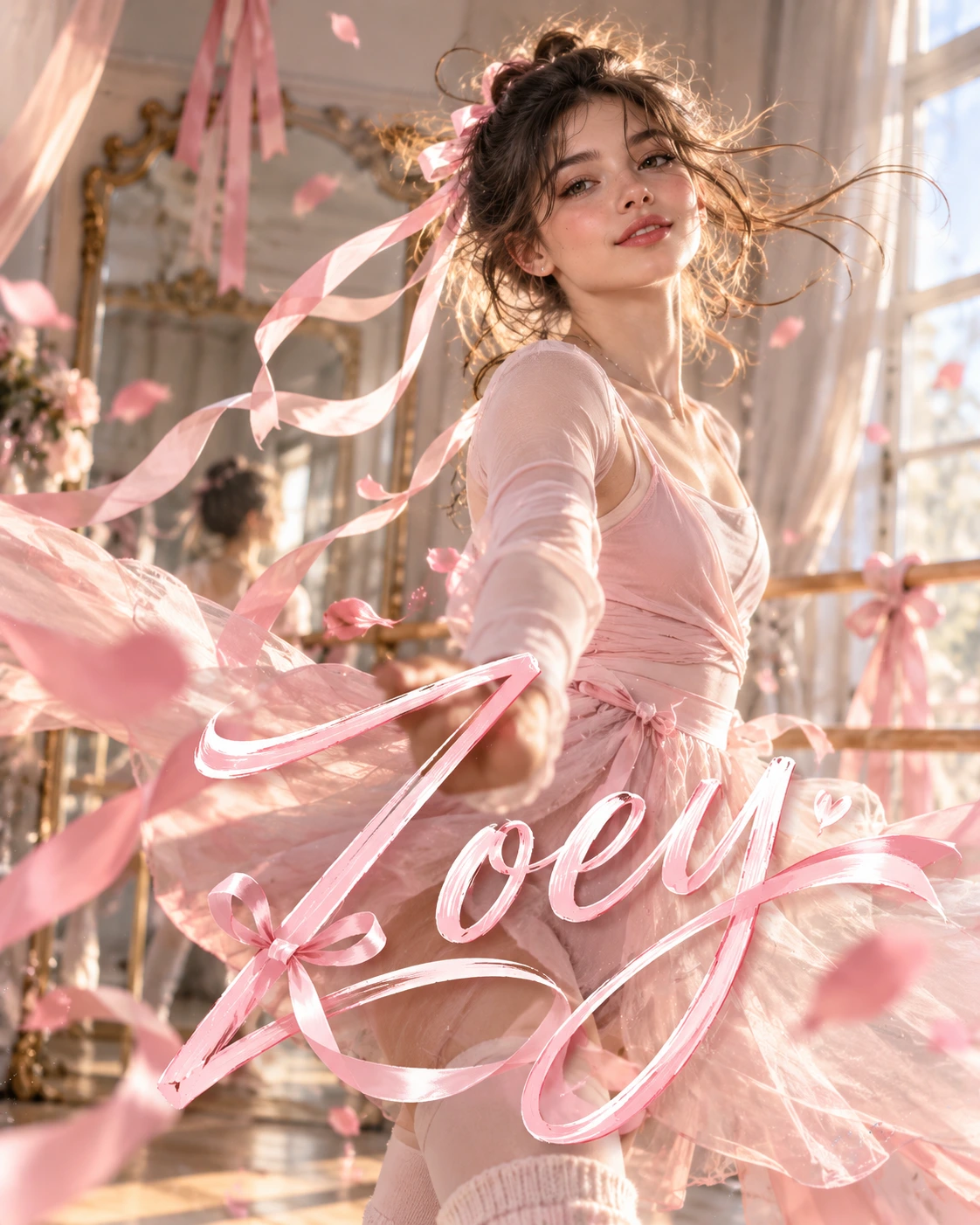 Zoey — Balletcore Motion Energy Profile Poster — Instagram Posts AI poster reference