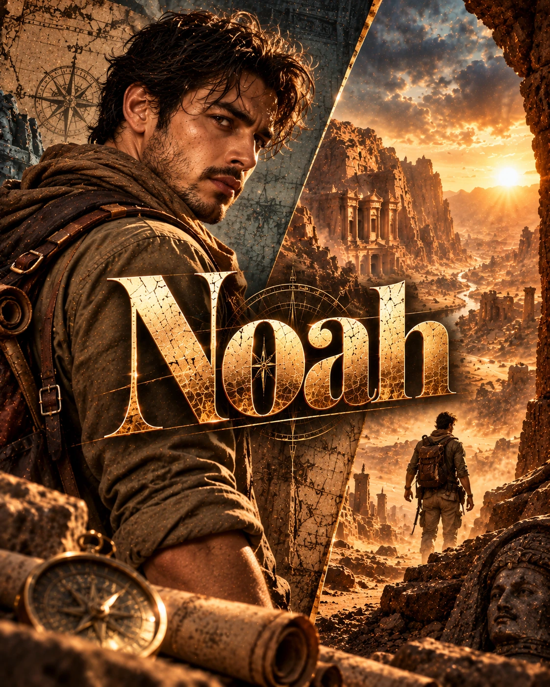 Noah — Adventure Archaeology Split Character Instagram Poster — Instagram Posts AI poster reference