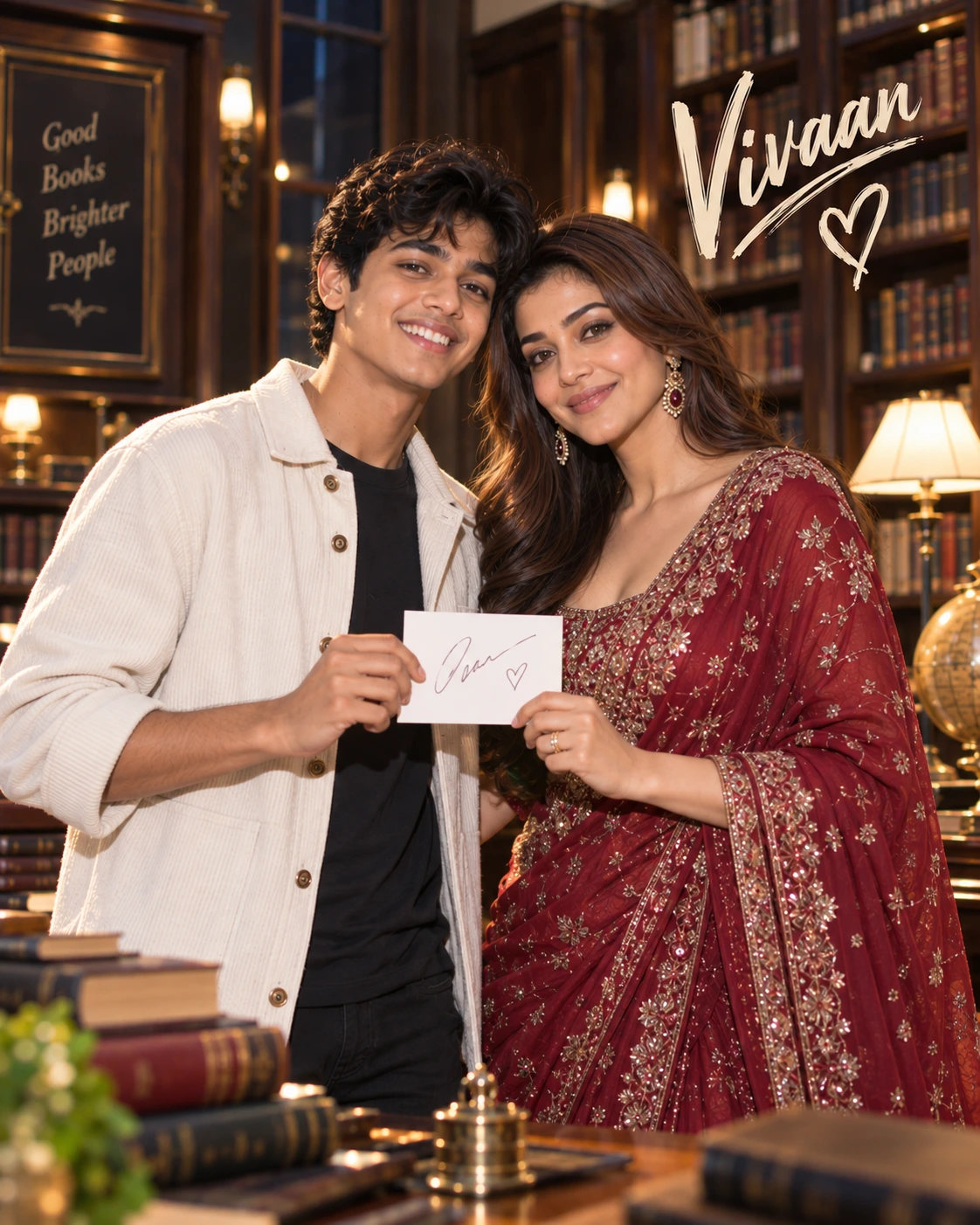 Vivaan with Kajal Aggarwal — Direct-Flash Celebrity Snapshot Dream Poster — Instagram Posts AI poster reference