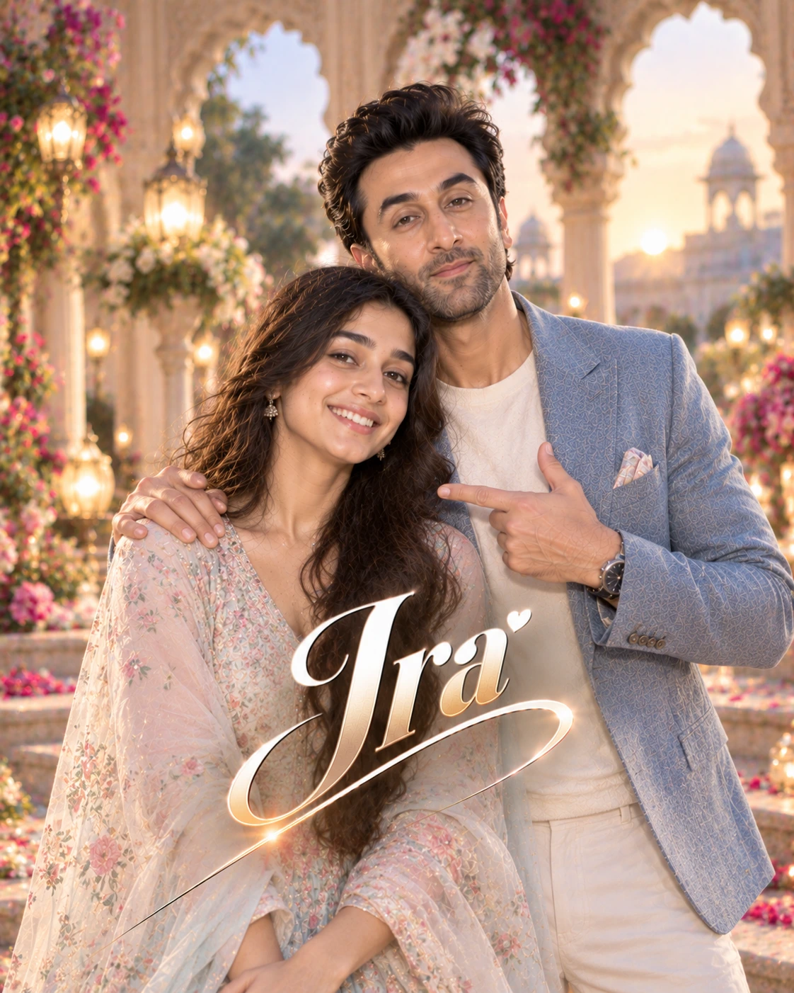 Ira with Ranbir Kapoor — Pastel Editorial Softness Dream Poster — Instagram Posts AI poster reference
