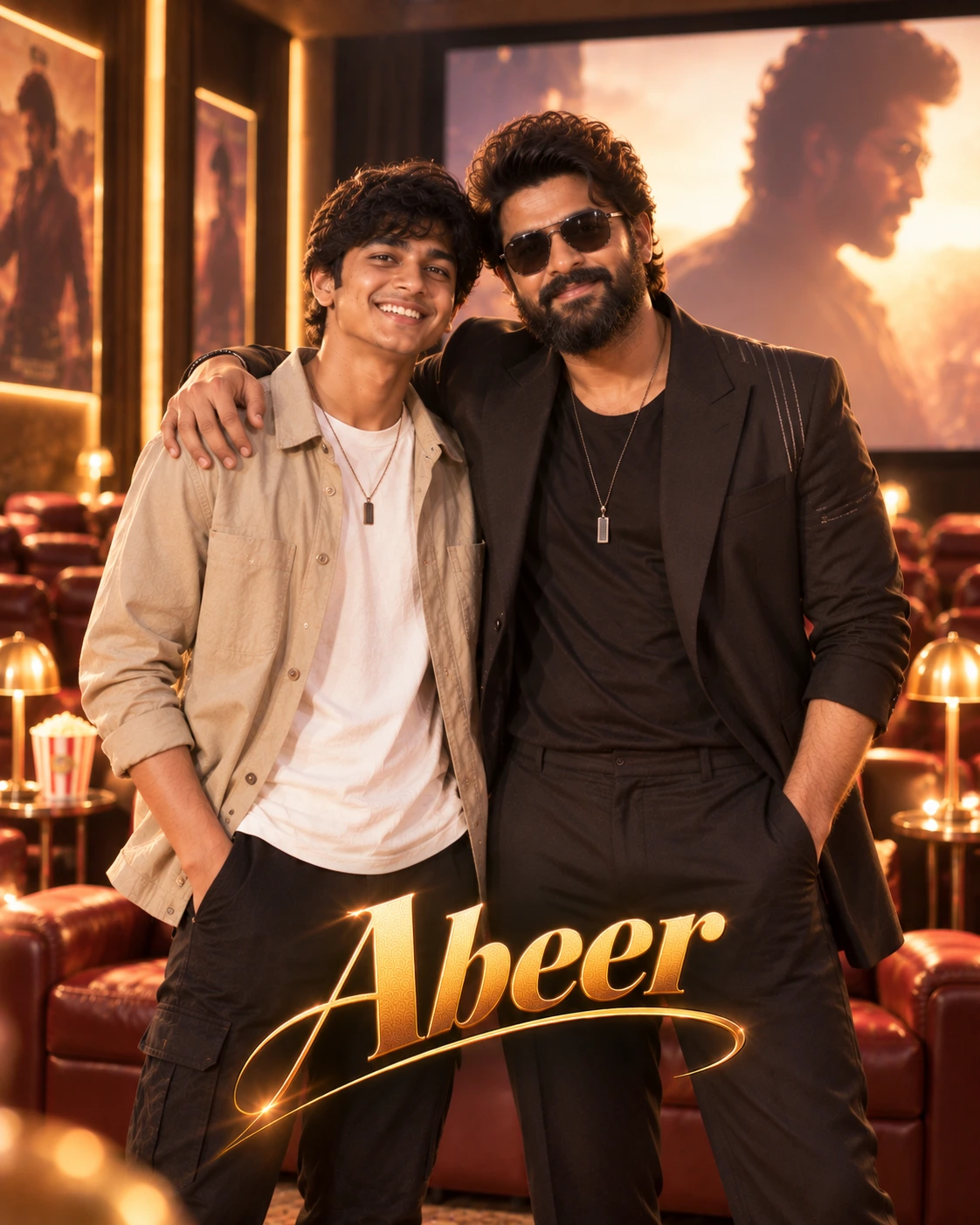 Abeer with Allu Arjun — Golden-Hour Glow Dream Poster — Instagram Posts AI poster reference