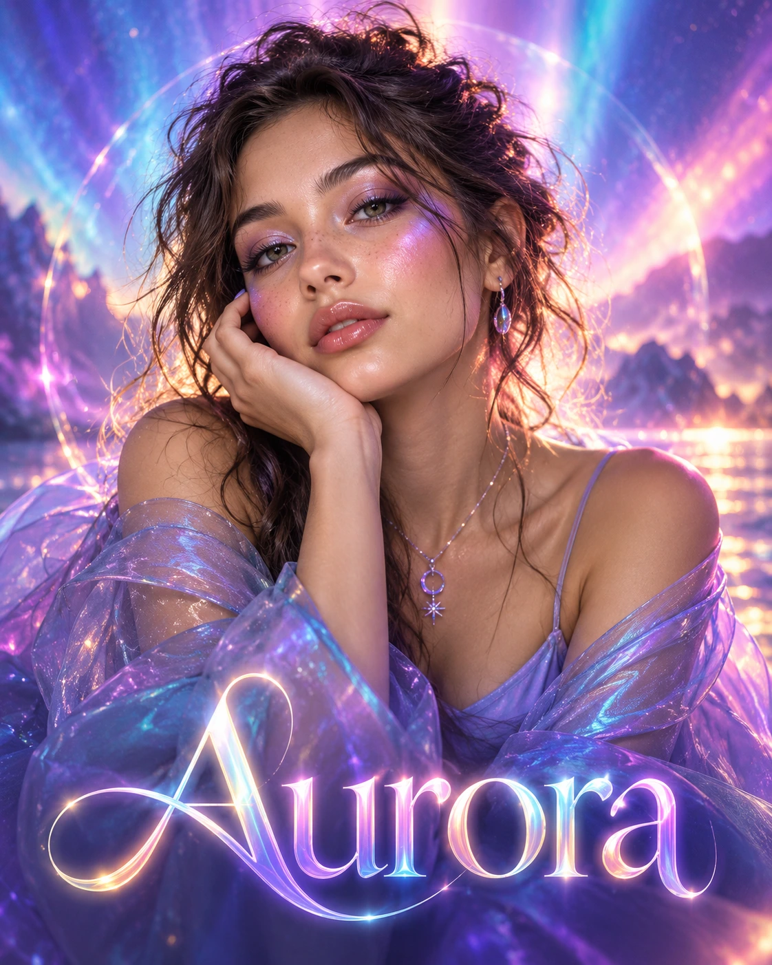 Aurora — Aura Beauty Editorial Closeup Profile Poster — Instagram Posts AI poster reference