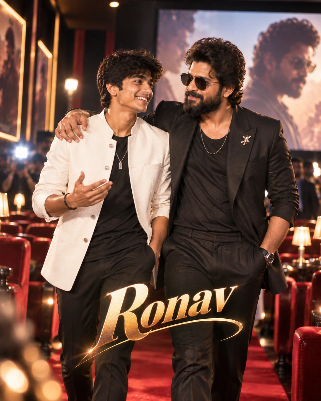 Ronav with Allu Arjun — Direct-Flash Celebrity Snapshot Dream Poster — Instagram Posts AI poster reference