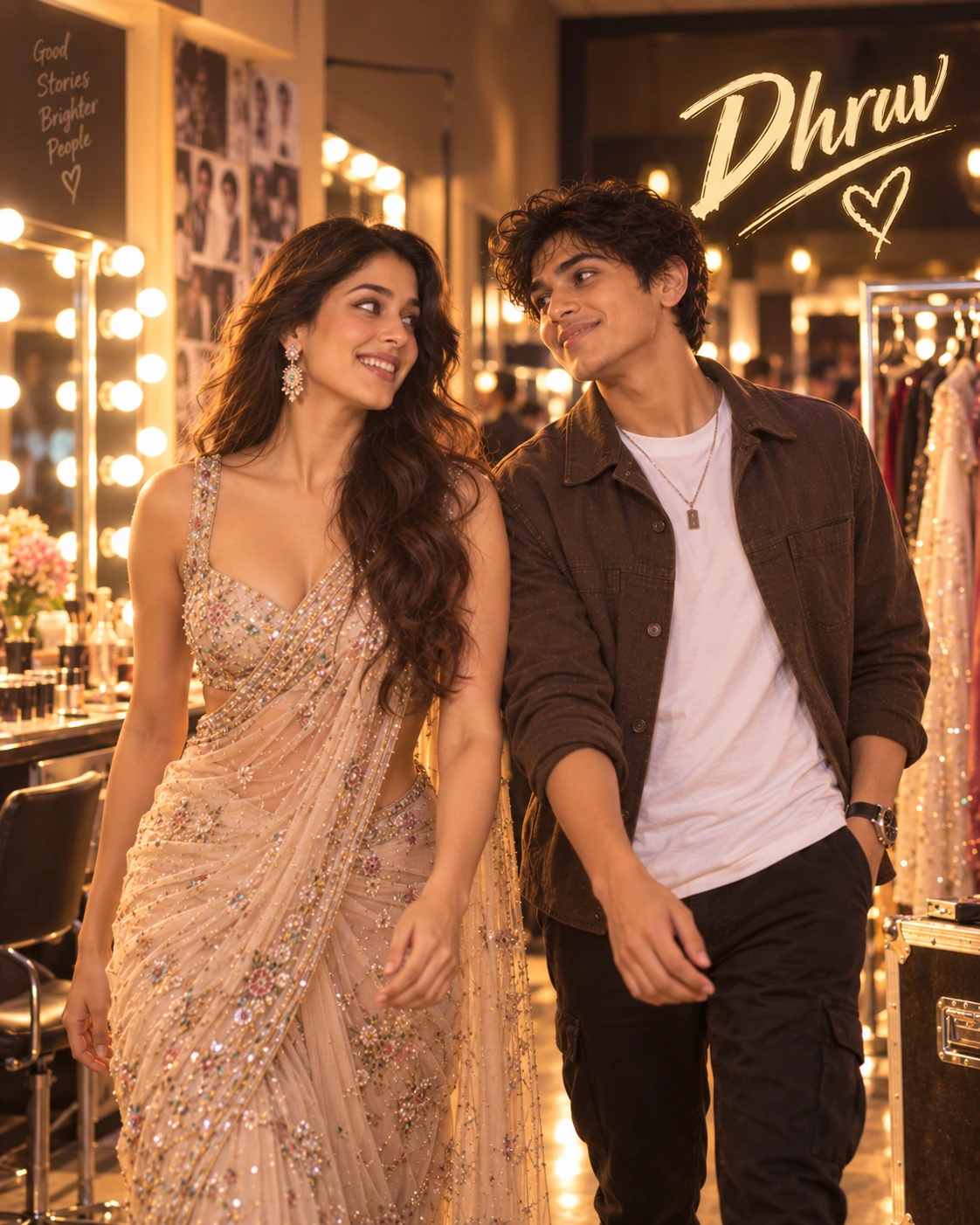 Dhruv with Janhvi Kapoor — Golden-Hour Glow Dream Poster — Instagram Posts AI poster reference