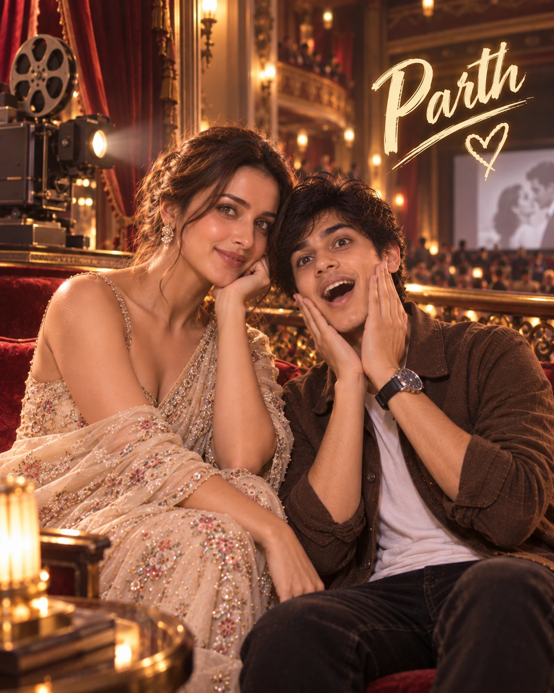 Parth with Triptii Dimri — Golden-Hour Glow Dream Poster — Instagram Posts AI poster reference