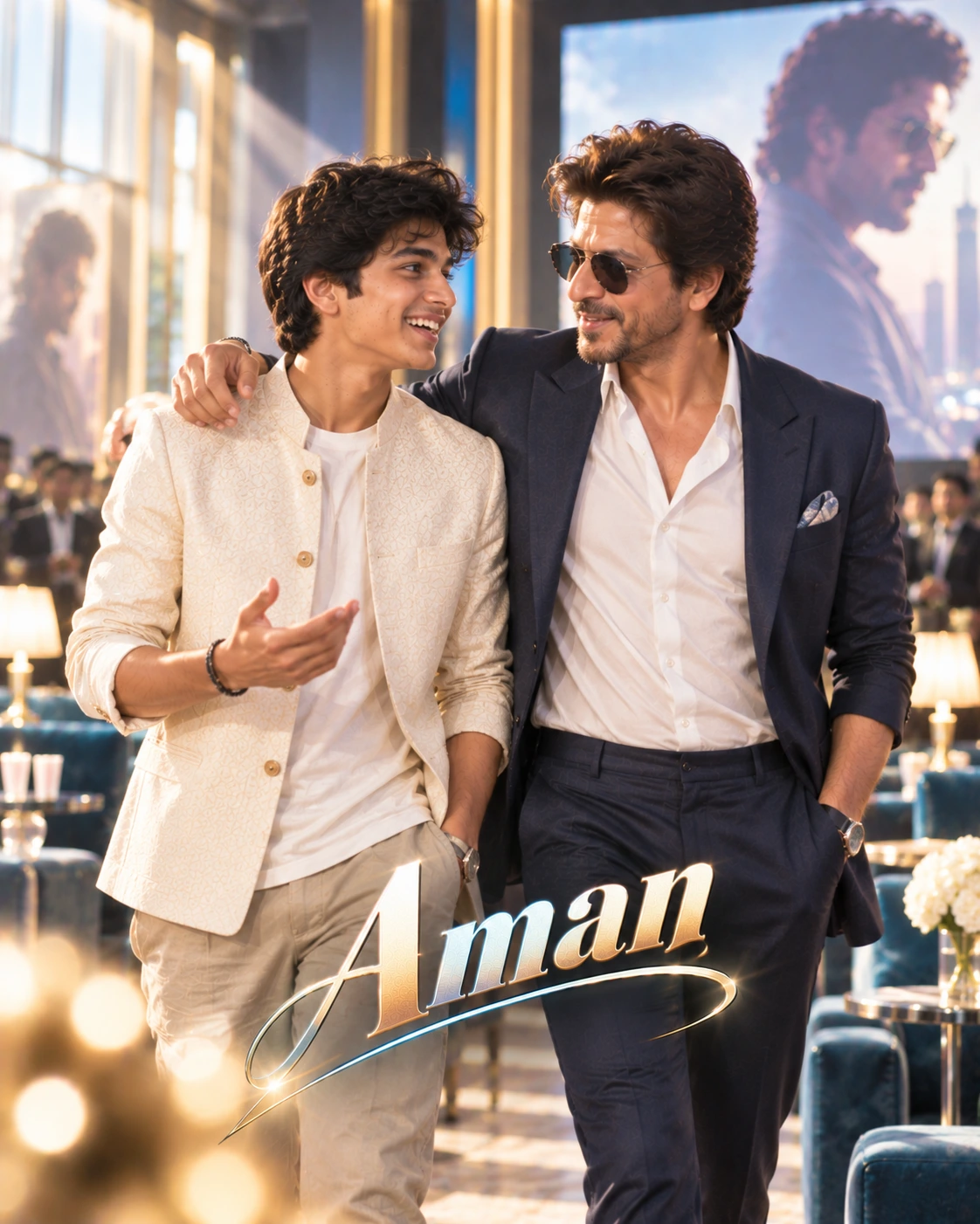 Aman with Shah Rukh Khan — High-Key Daylight Clarity Dream Poster — Instagram Posts AI poster reference