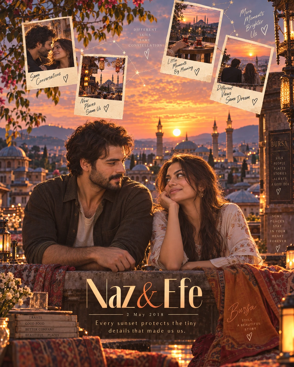 Bursa Courtyard Snapshot Constellation Sunset Love — Engagement AI poster reference
