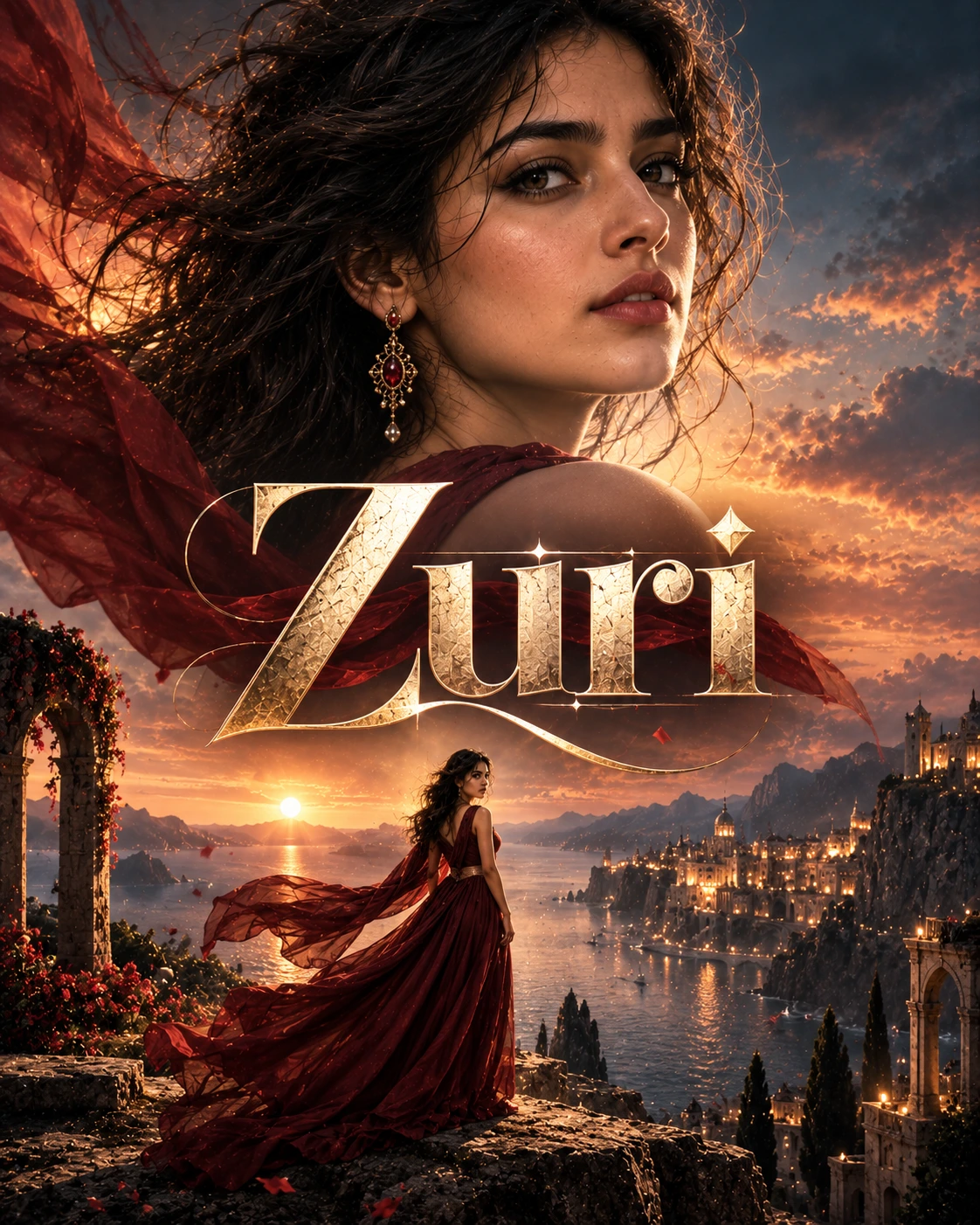 Zuri — Romantic Epic Towering Portrait Instagram Poster — Instagram Posts AI poster reference
