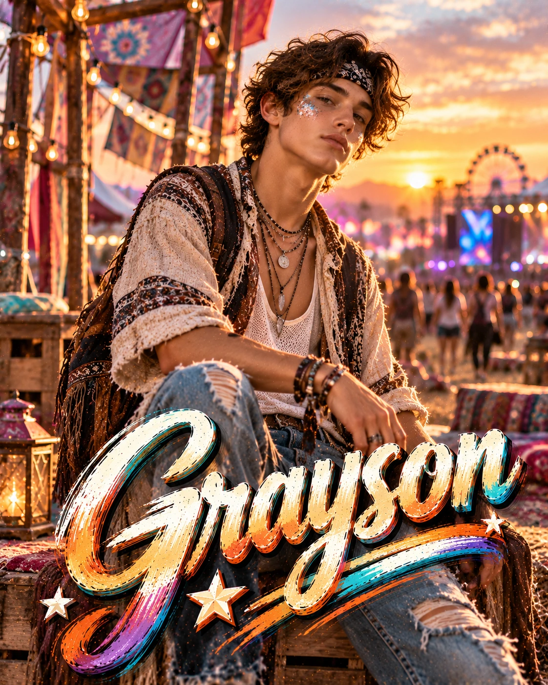 Grayson — Festival Core Environmental Halfbody Profile Poster — Instagram Posts AI poster reference