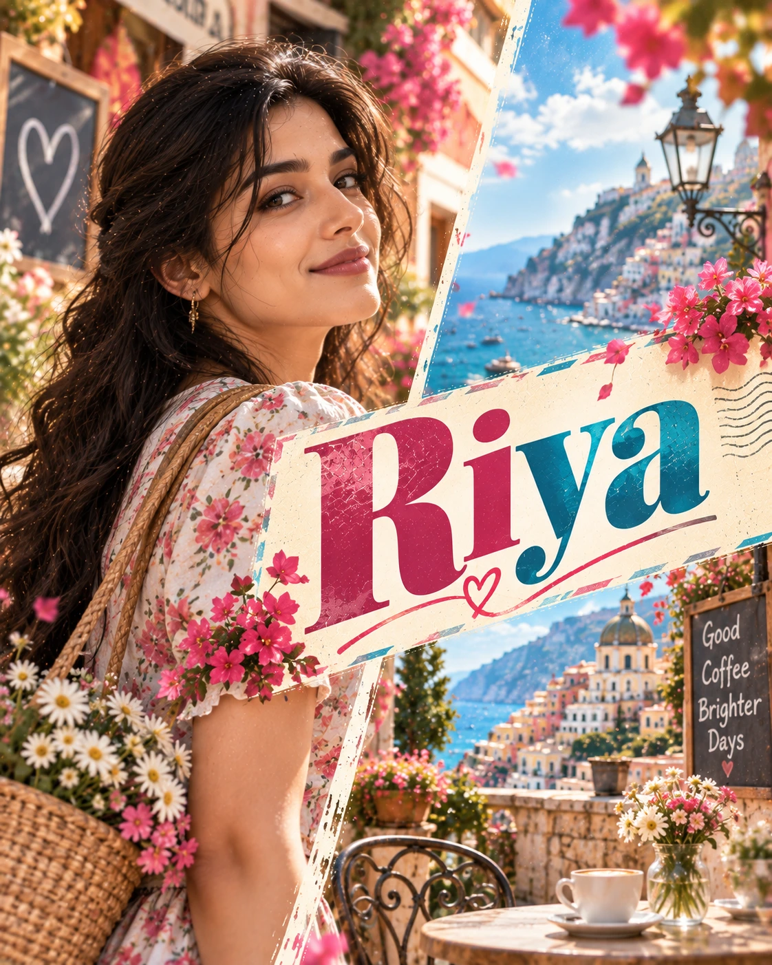 Riya — Romantic Comedy Split Character Instagram Poster — Instagram Posts AI poster reference