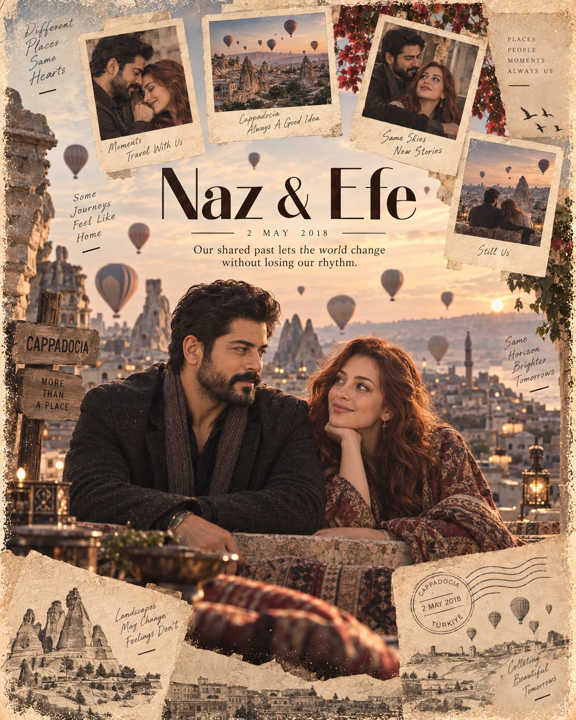 Cappadocia Snapshot Constellation Nostalgic Romance — Anniversary AI poster reference