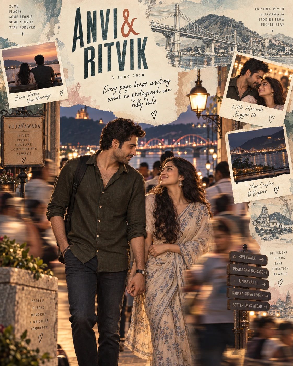Vijayawada Motion Slices Storybook Love — Anniversary AI poster reference