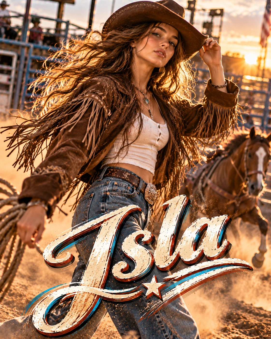 Isla — Western Revival Motion Energy Profile Poster — Instagram Posts AI poster reference